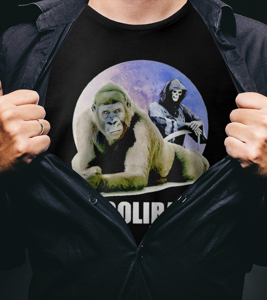 Gorilla With Grim Reaper In Cosmic Golira Scene T-Shirt