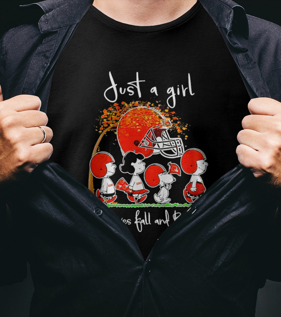 Just A Girl Who Loves Fall And Browns Peanuts Snoopy T-Shirt