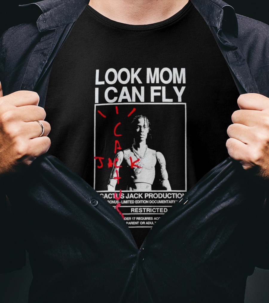 Look Mom I Can Fly Cactus Jack Production Special Bonus Documentary Video Restricted T-Shirt