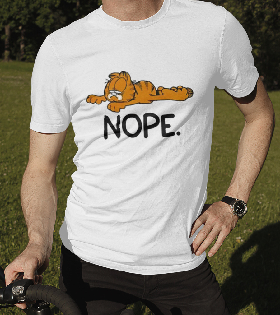Garfield Sad Nope Classic Comic Lazy Mood T-Shirt