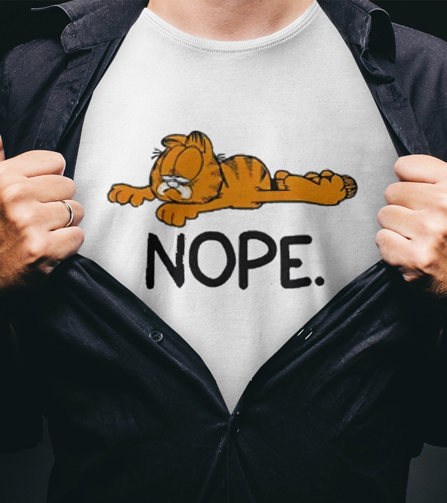 Garfield Sad Nope Classic Comic Lazy Mood T-Shirt
