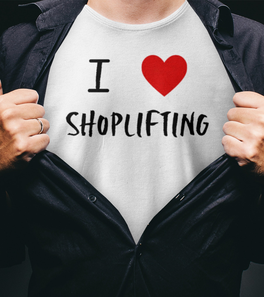 I Love Shoplifting Heart T-Shirt