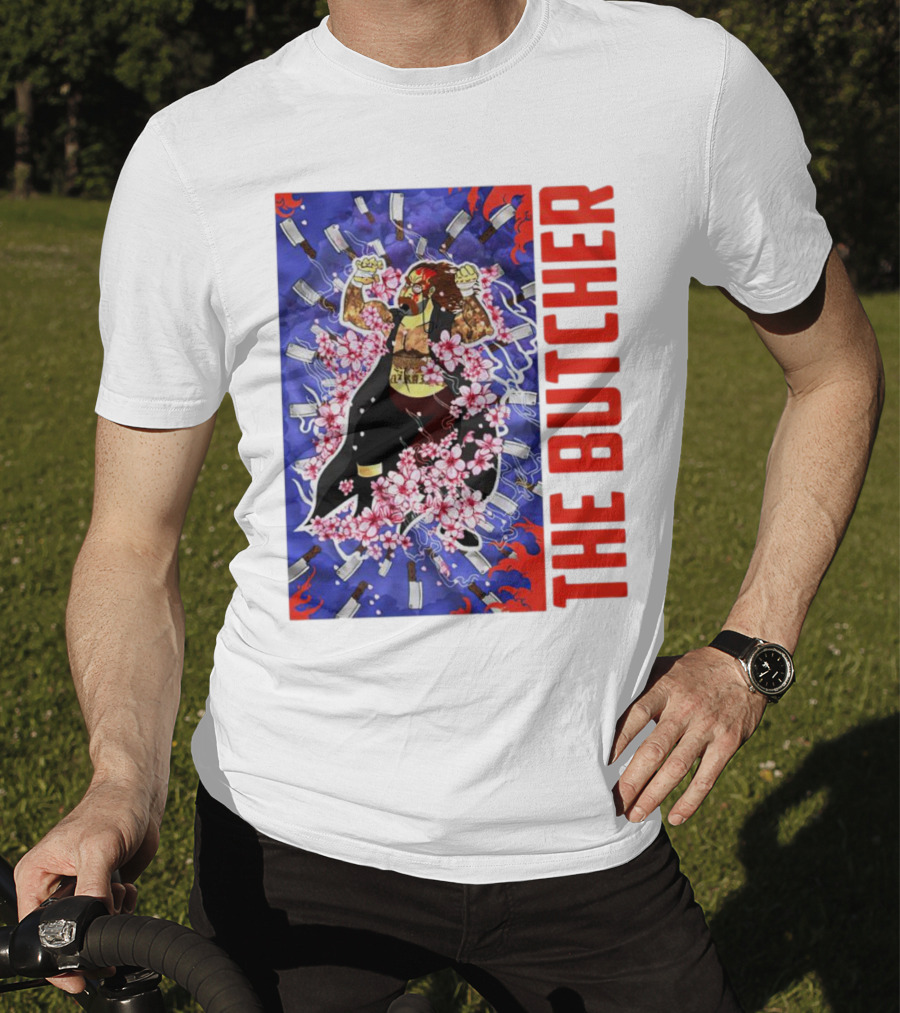 THE BUTCHER Cherry Blossom Blades Power Stance T-Shirt