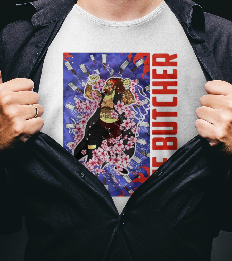 THE BUTCHER Cherry Blossom Blades Power Stance T-Shirt