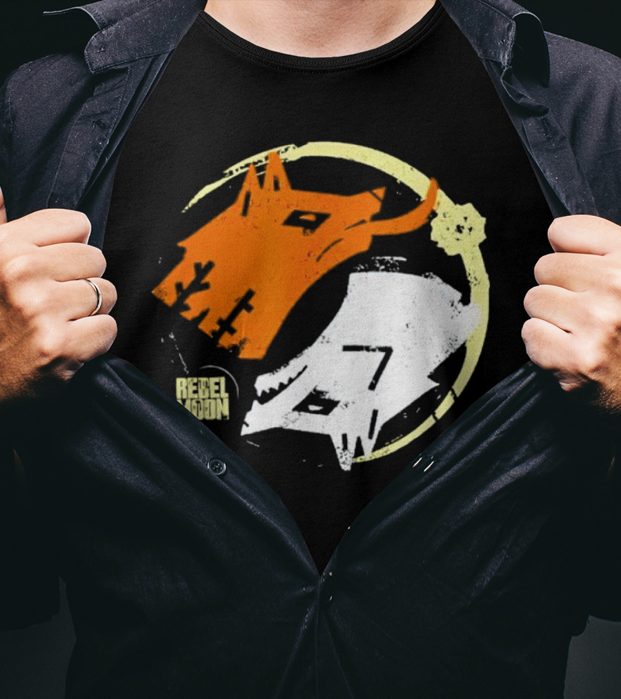 Rebel Moon Wolf Head Yin Yang T-Shirt