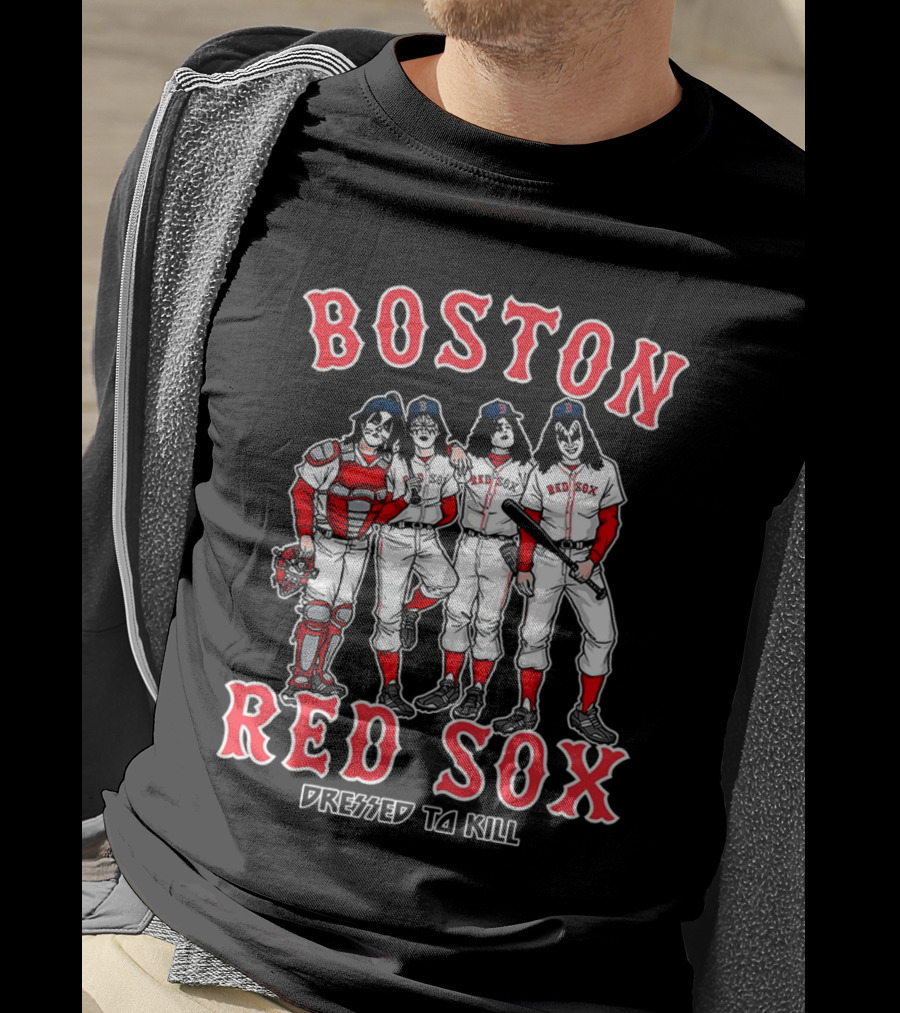 Boston Red Sox Kiss Band Members Dressed To Kill T-Shirt