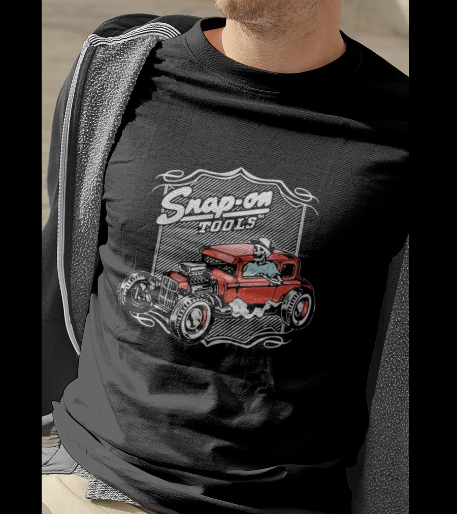 Snap-On Tools Vintage Red Hot Rod With Skeleton Driver T-Shirt