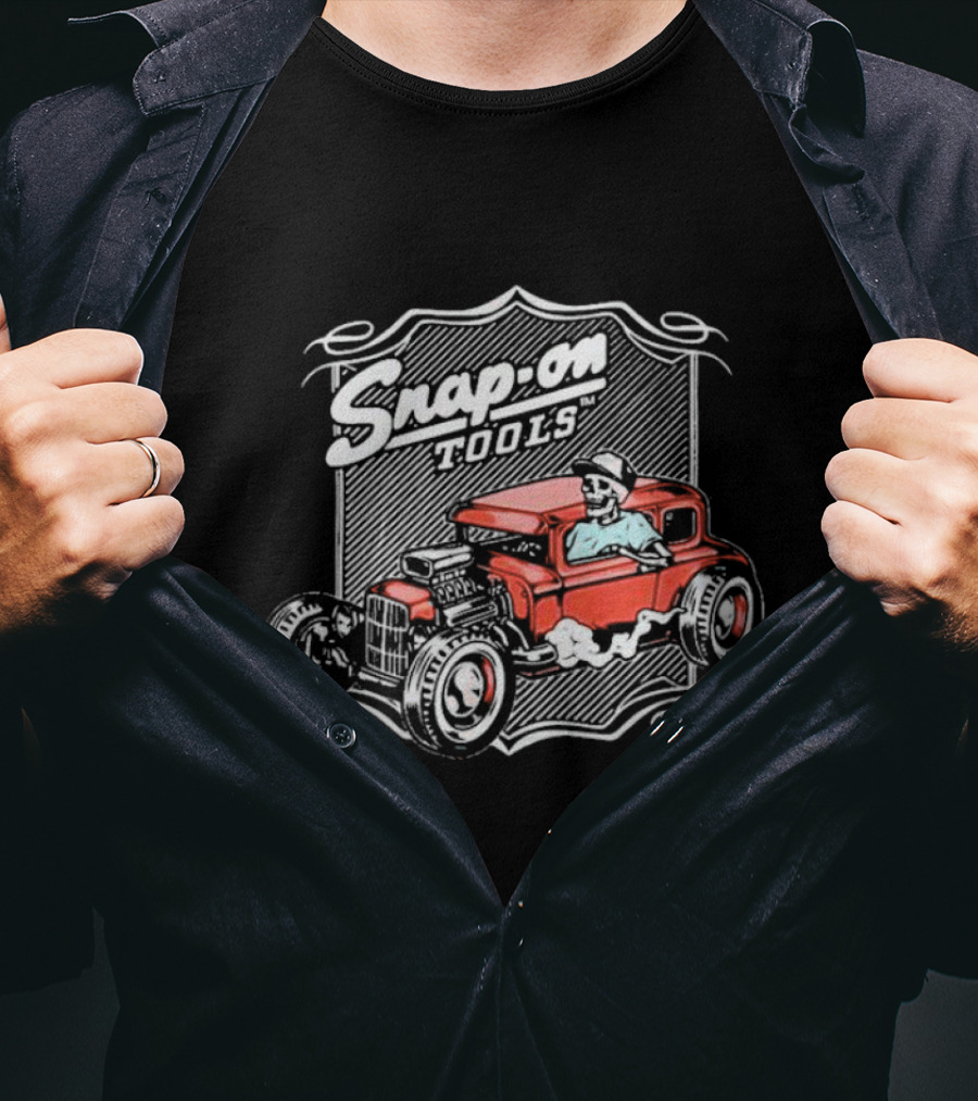 Snap-On Tools Vintage Red Hot Rod With Skeleton Driver T-Shirt