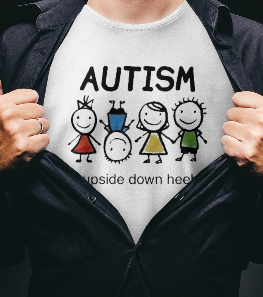 AUTISM I’m Upside Down Heehoo Stick Figure Friends T-Shirt