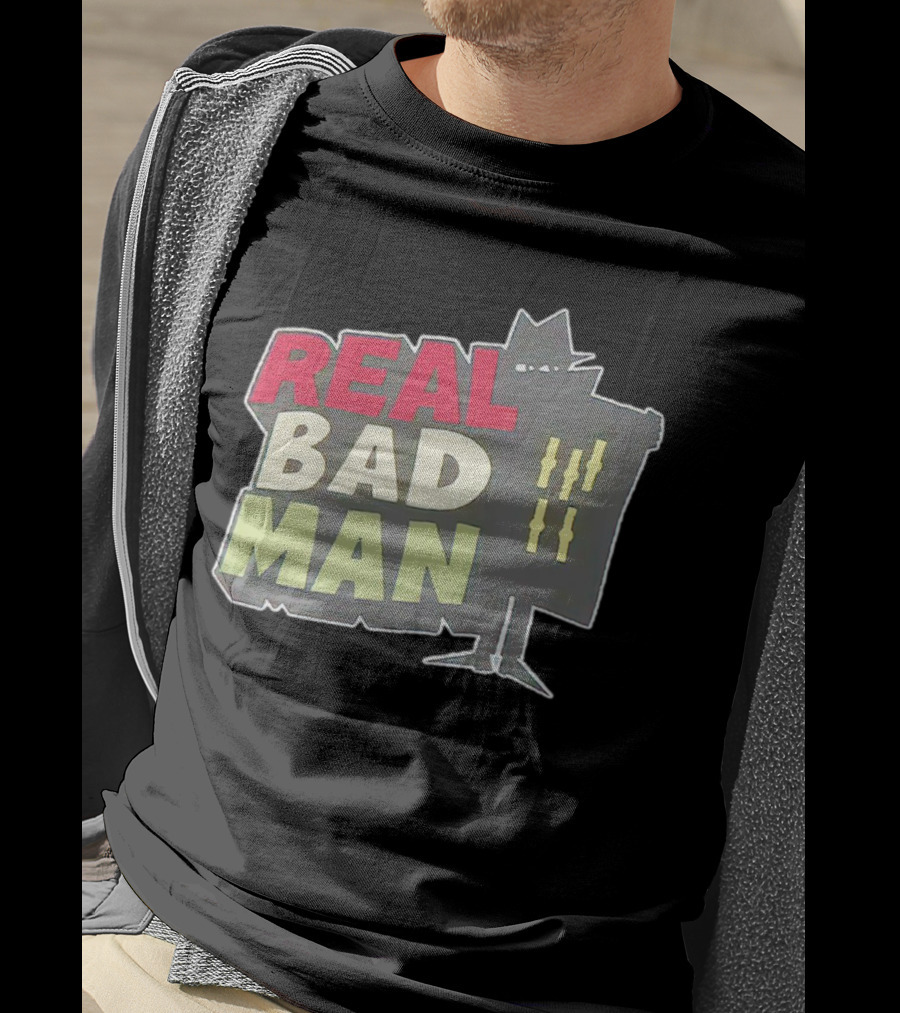 Real Bad Man With Iconic Silhouette And Stripes T-Shirt