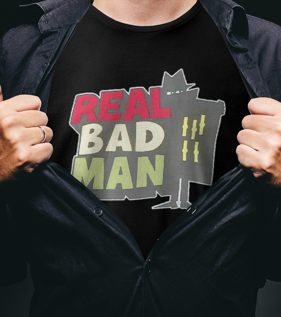 Real Bad Man With Iconic Silhouette And Stripes T-Shirt