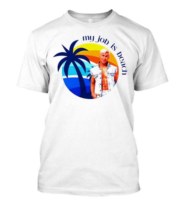 Barbie My Job Is Beach Ken Sunset Palm Tree T-Shirt