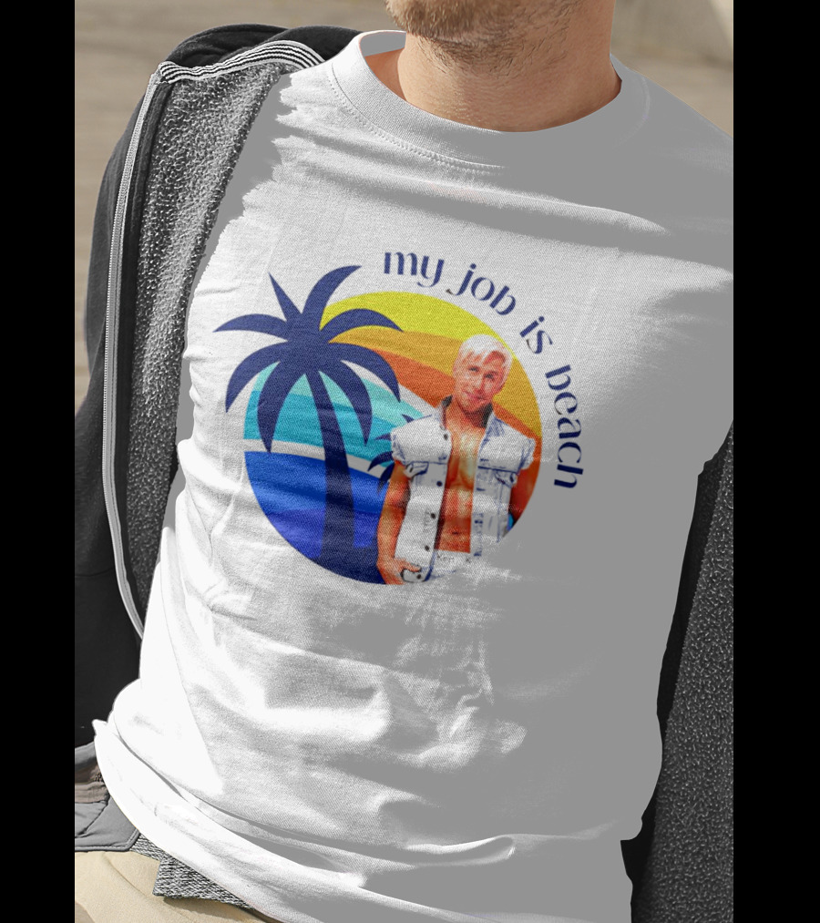 Barbie My Job Is Beach Ken Sunset Palm Tree T-Shirt