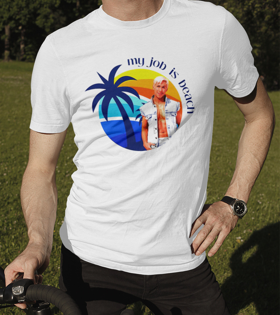 Barbie My Job Is Beach Ken Sunset Palm Tree T-Shirt