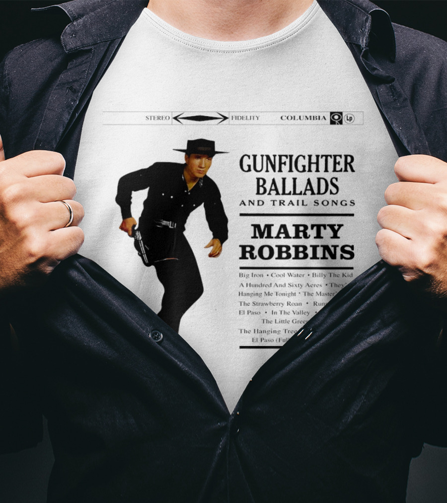 Marty Robbins Gunfighter Ballads And Trail Songs Album Cover Art Columbia T-Shirt