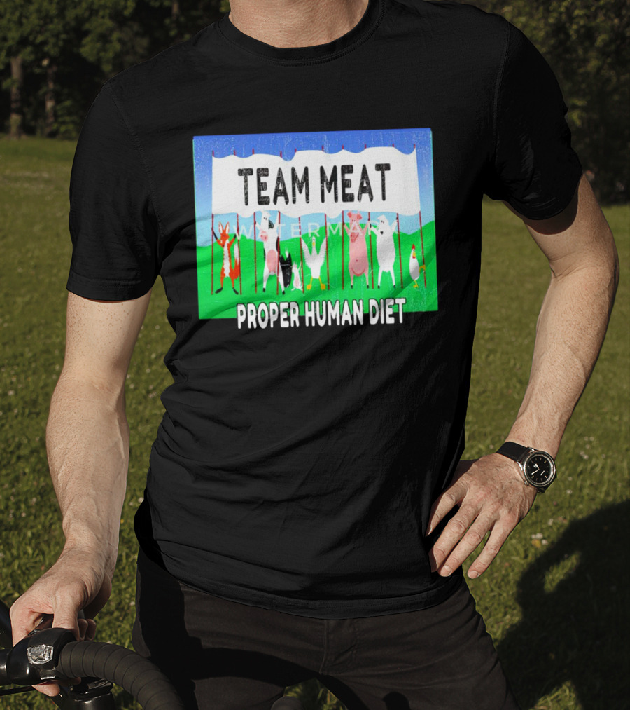 TEAM MEAT PROPER HUMAN DIET Farm Animals Banner T-Shirt