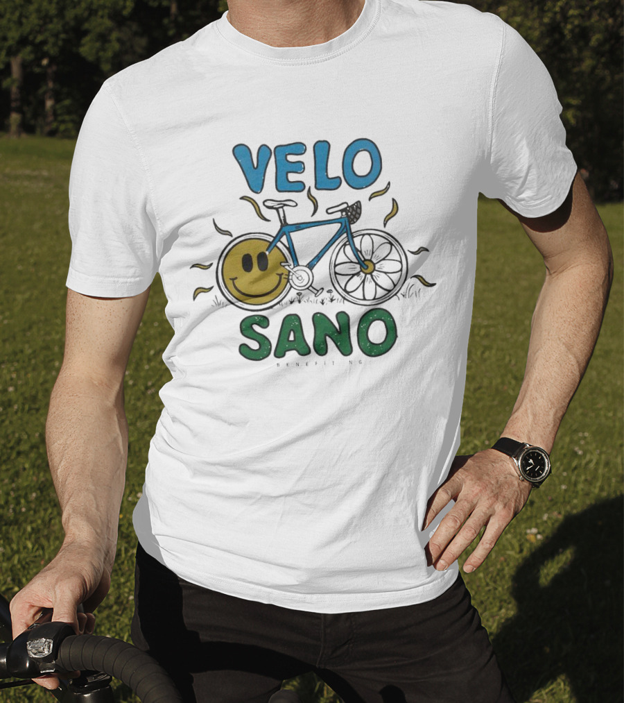 VELO SANO Yellow Smile Bike Sun Motif T-Shirt