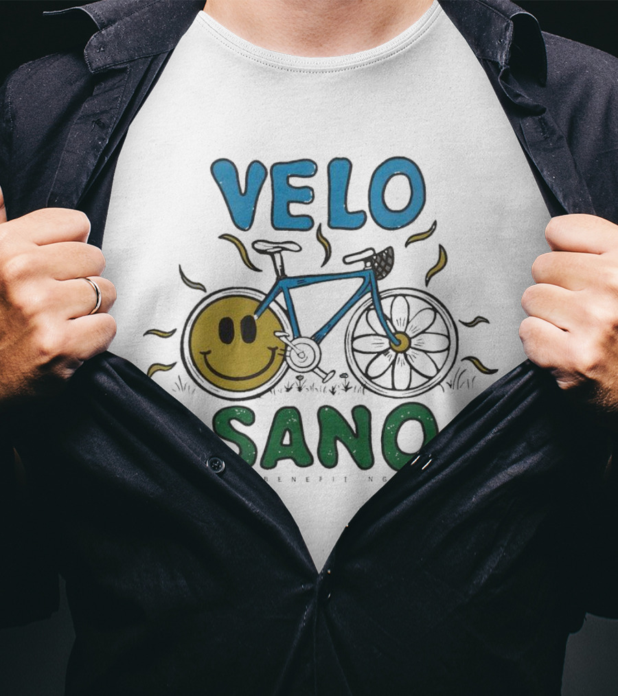 VELO SANO Yellow Smile Bike Sun Motif T-Shirt