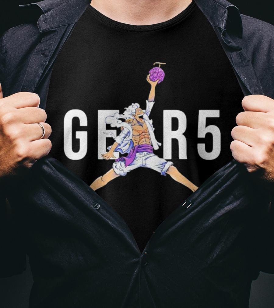 Gear 5 One Piece Jumping Character With Devil Fruit T-Shirt