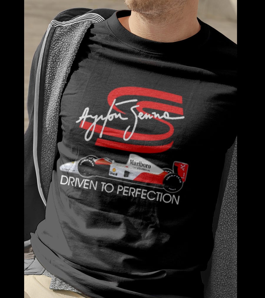 Ayrton Senna Driven To Perfection Marlboro Racing Car T-Shirt