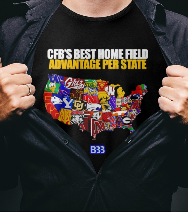 CFB's Best Home Field Advantage NCAA Logos Map B33 T-Shirt