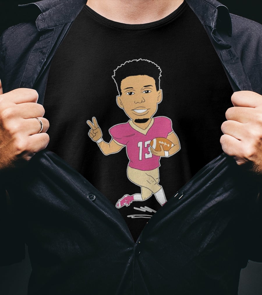 Jordan Travis Cartoon Character Football Peace Sign T-Shirt