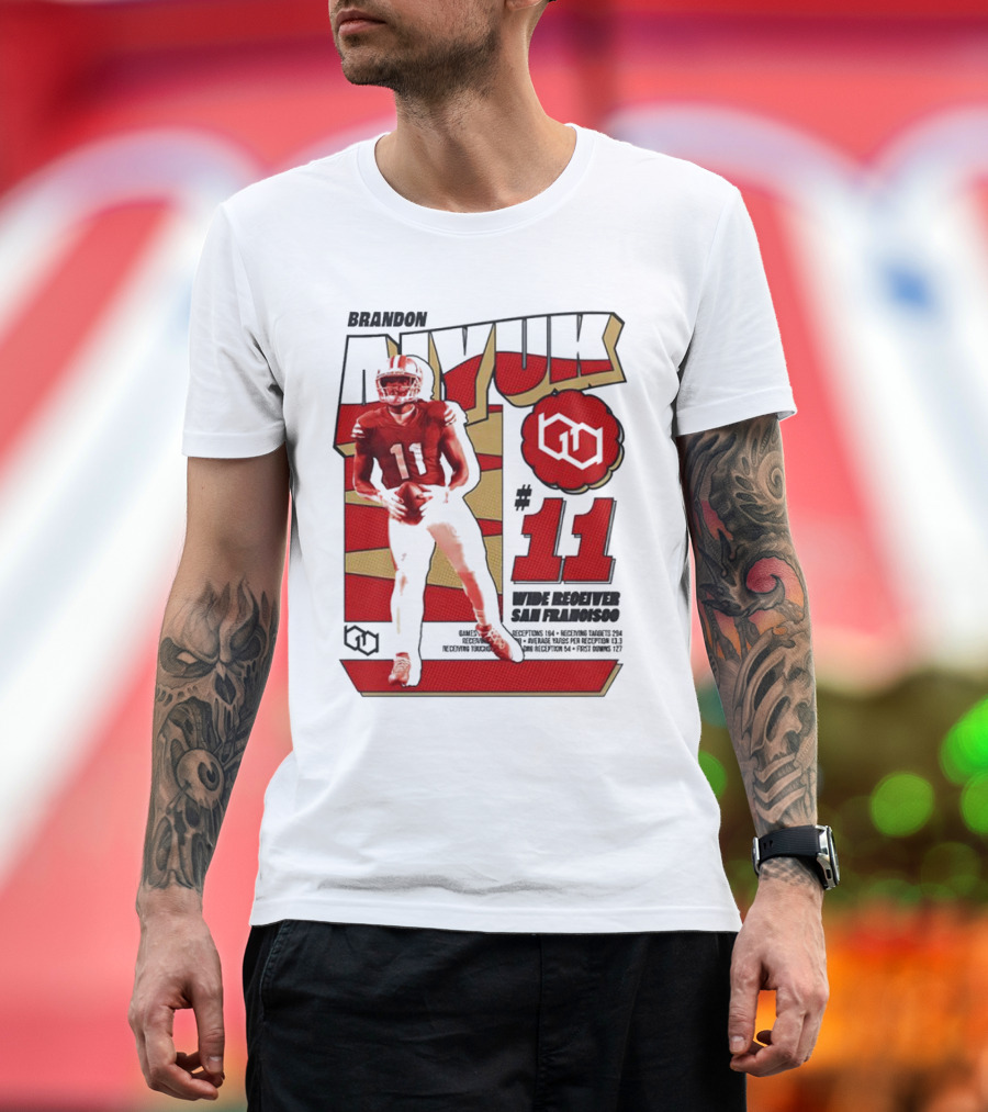 Brandon Aiyuk #11 San Francisco 49ers Receiving Yards Touchdowns Player Stats T-Shirt
