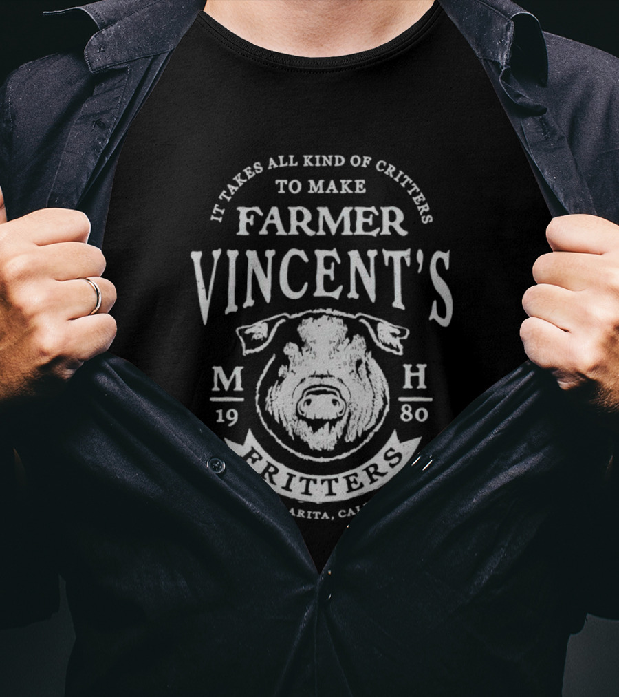 Farmer Vincent's Fritters Santa Clarita California 1980 Critter M H T-Shirt