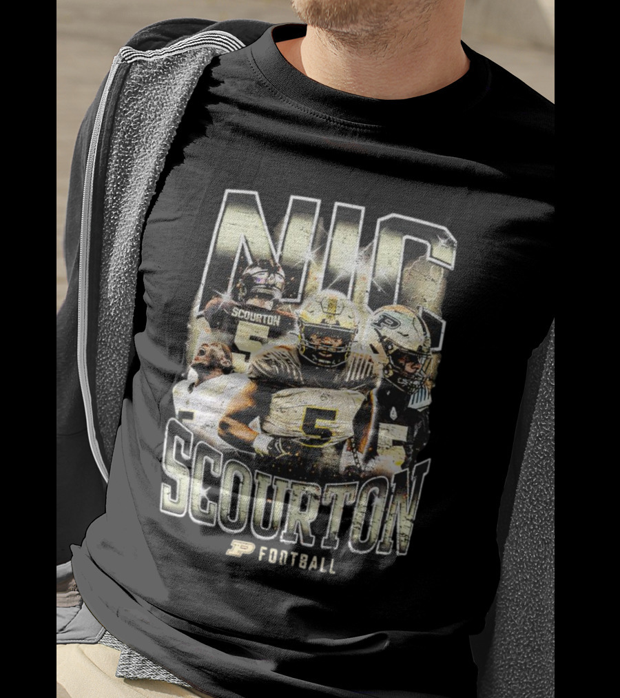 Nic Scourton Purdue Football Vintage Boilermakers Players Montage T-Shirt