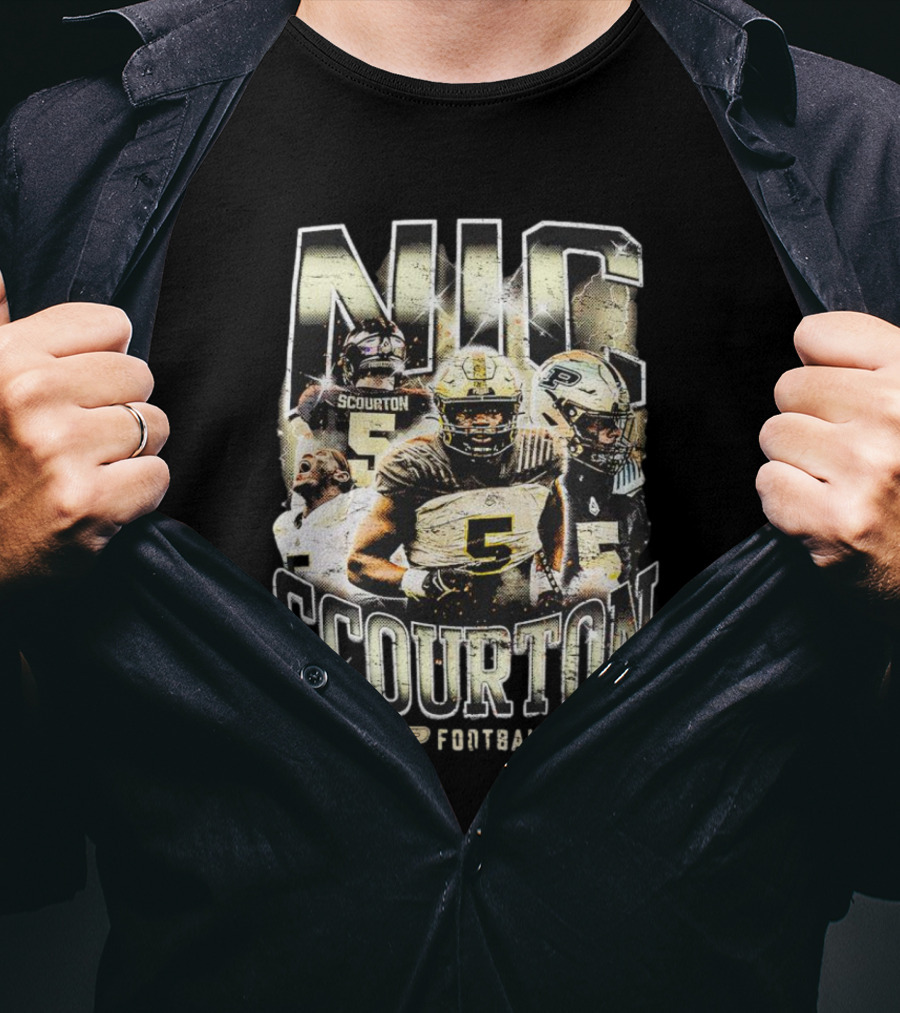 Nic Scourton Purdue Football Vintage Boilermakers Players Montage T-Shirt