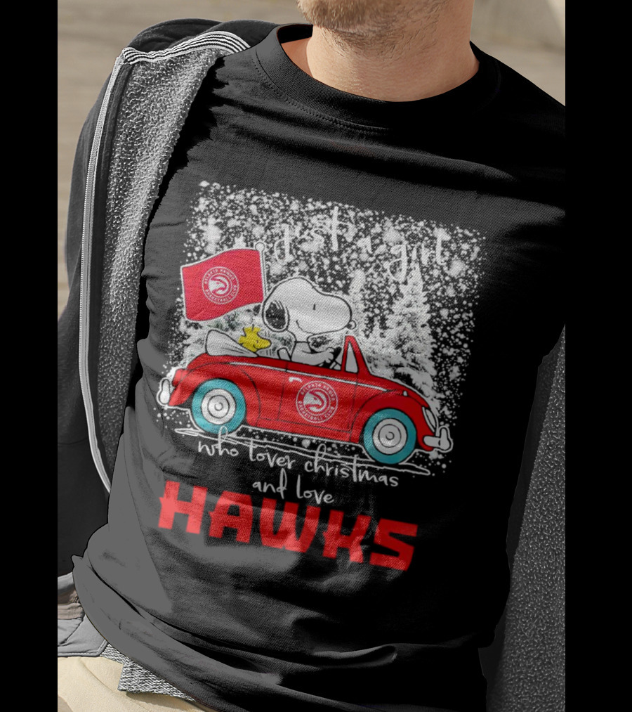 Just A Girl Who Loves Christmas And Atlanta Hawks Snoopy And Woodstock Car T-Shirt