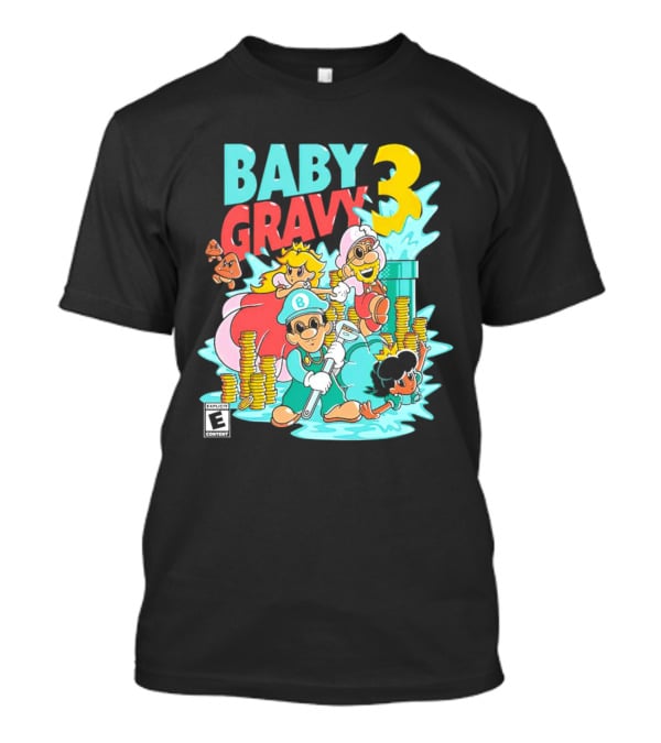 Baby Gravy 3 Bros Funny Mario Parody Explicit Content T-Shirt
