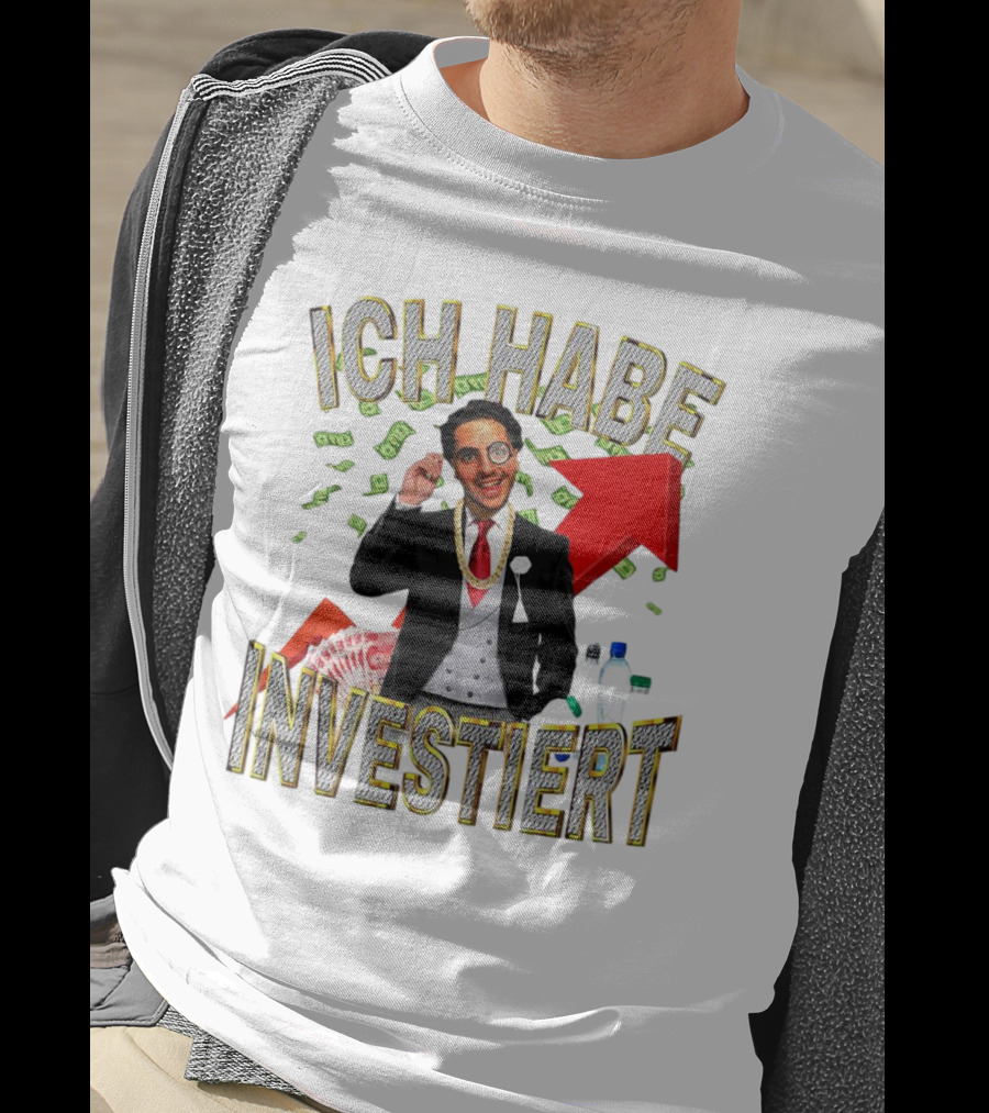 Ich Habe Investiert Money Business Success Visual With Red Arrow And Wealth Elements T-Shirt