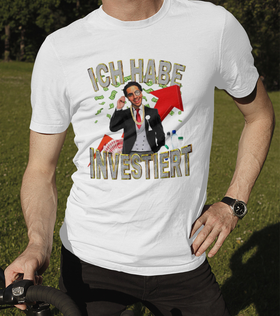 Ich Habe Investiert Money Business Success Visual With Red Arrow And Wealth Elements T-Shirt