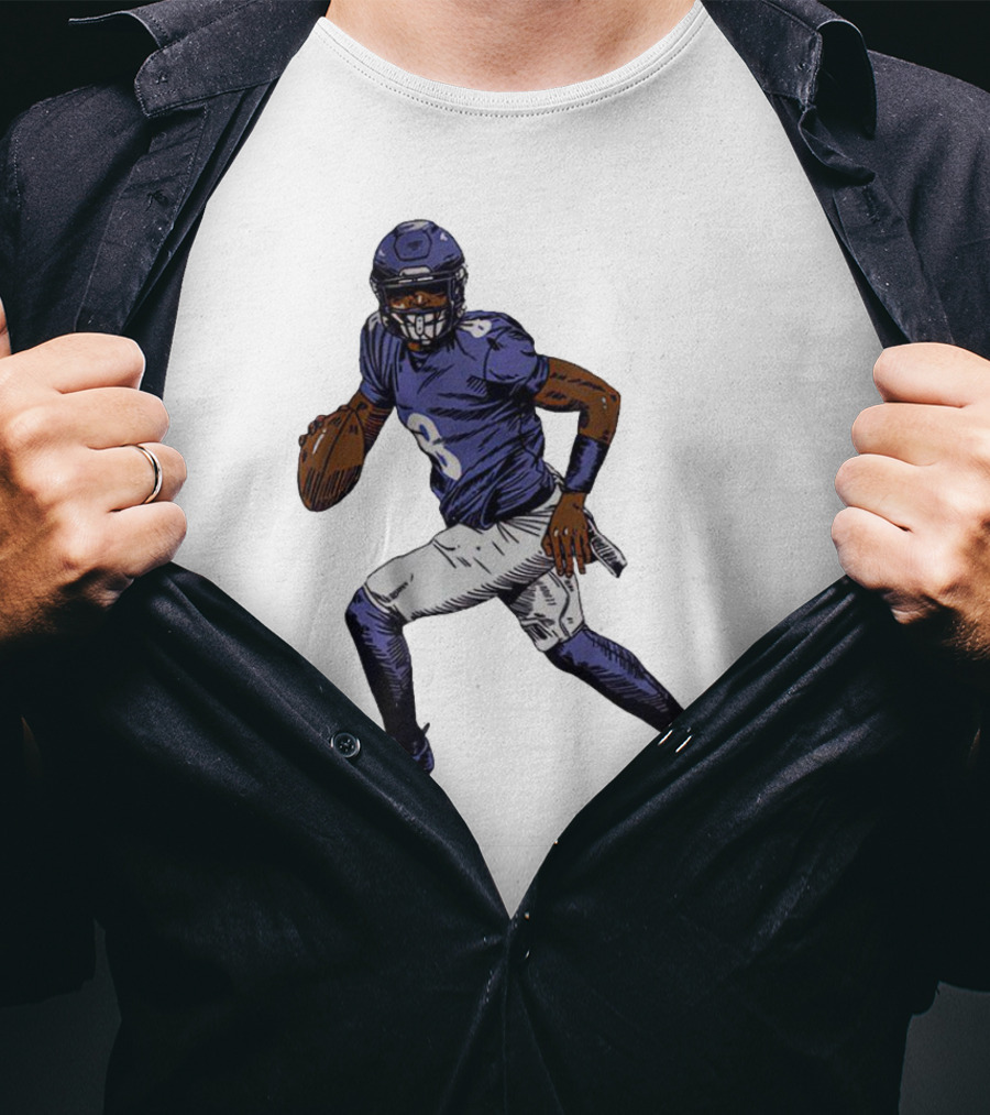 Lamar Jackson Baltimore Ravens Superstar Signature Pose T-Shirt