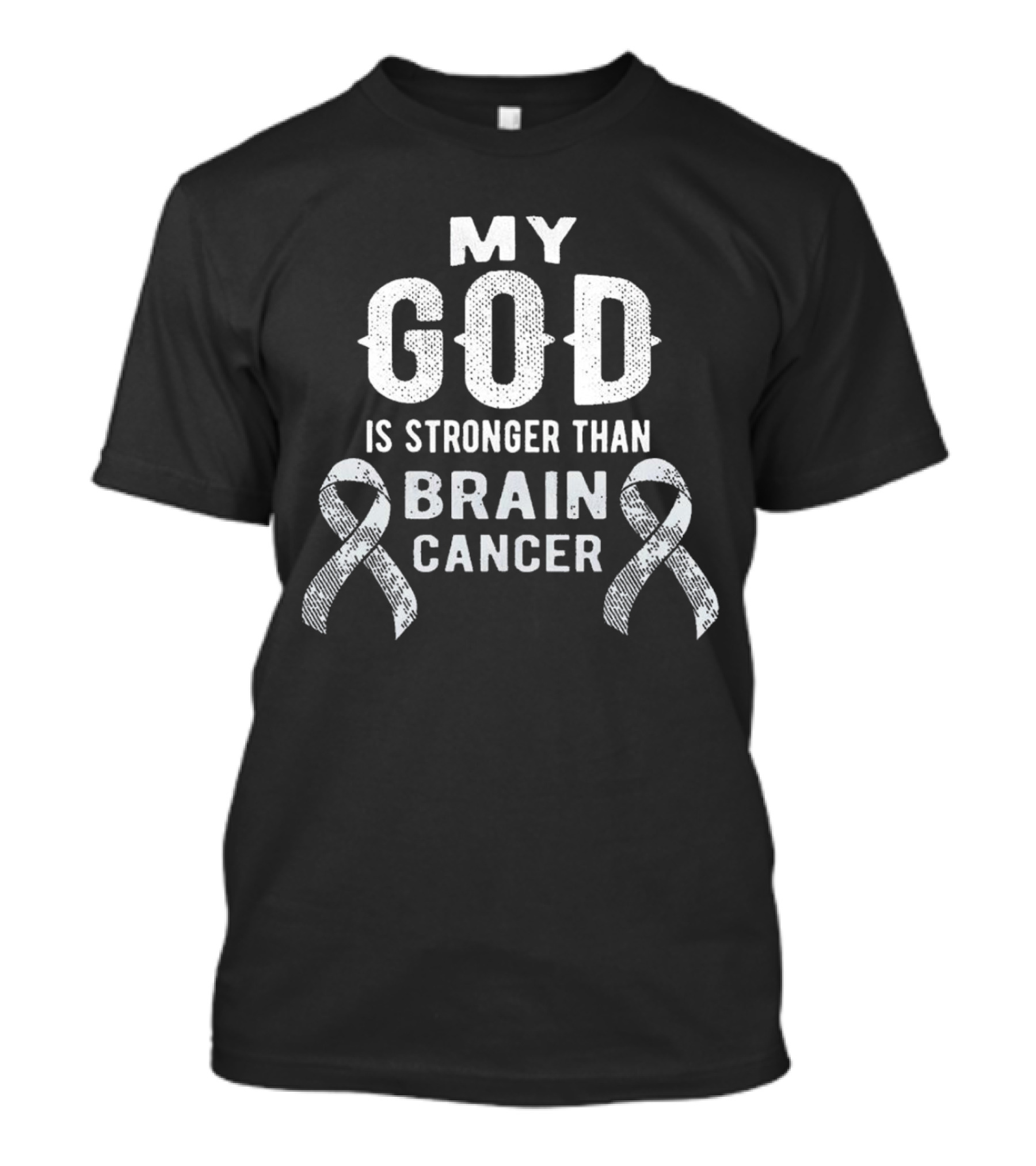 My God Is Stronger Than Brain Cancer With Ribbons T-Shirt
