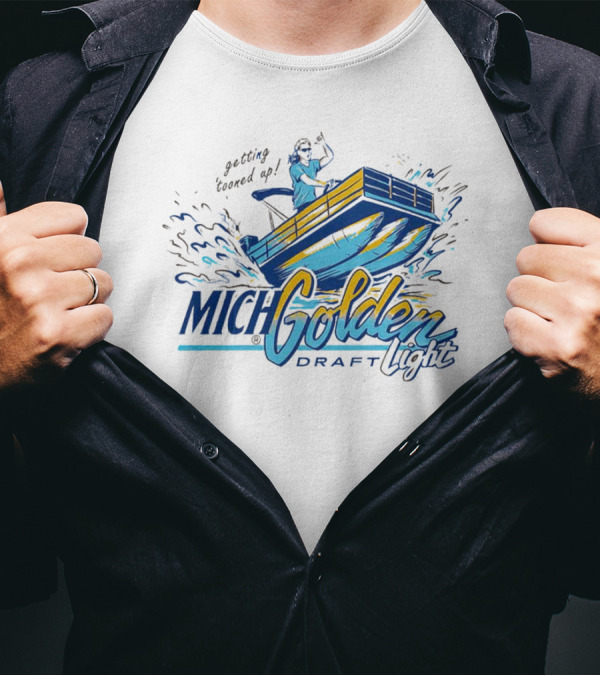 Getting Tooned Up Mich Golden Draft Light Boat Adventure T-Shirt