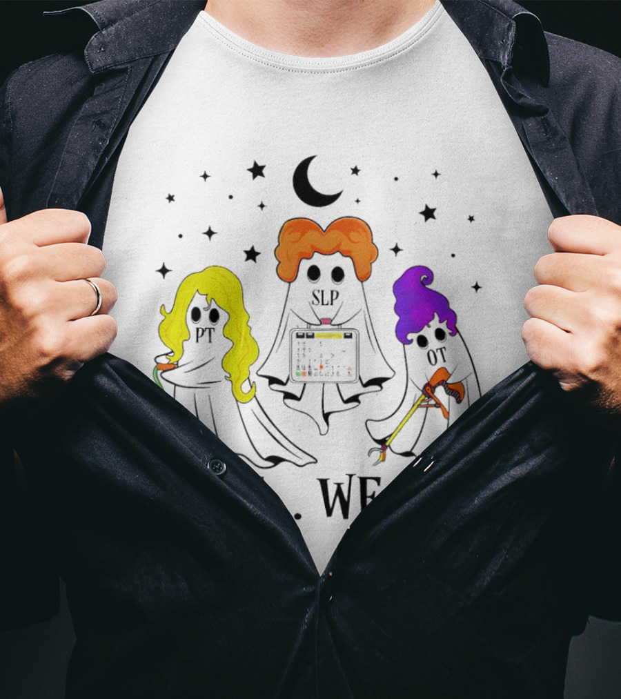 Hocus Pocus Come We Fly PT SLP OT Halloween Ghosts Black Cloaks Moon Stars T-Shirt