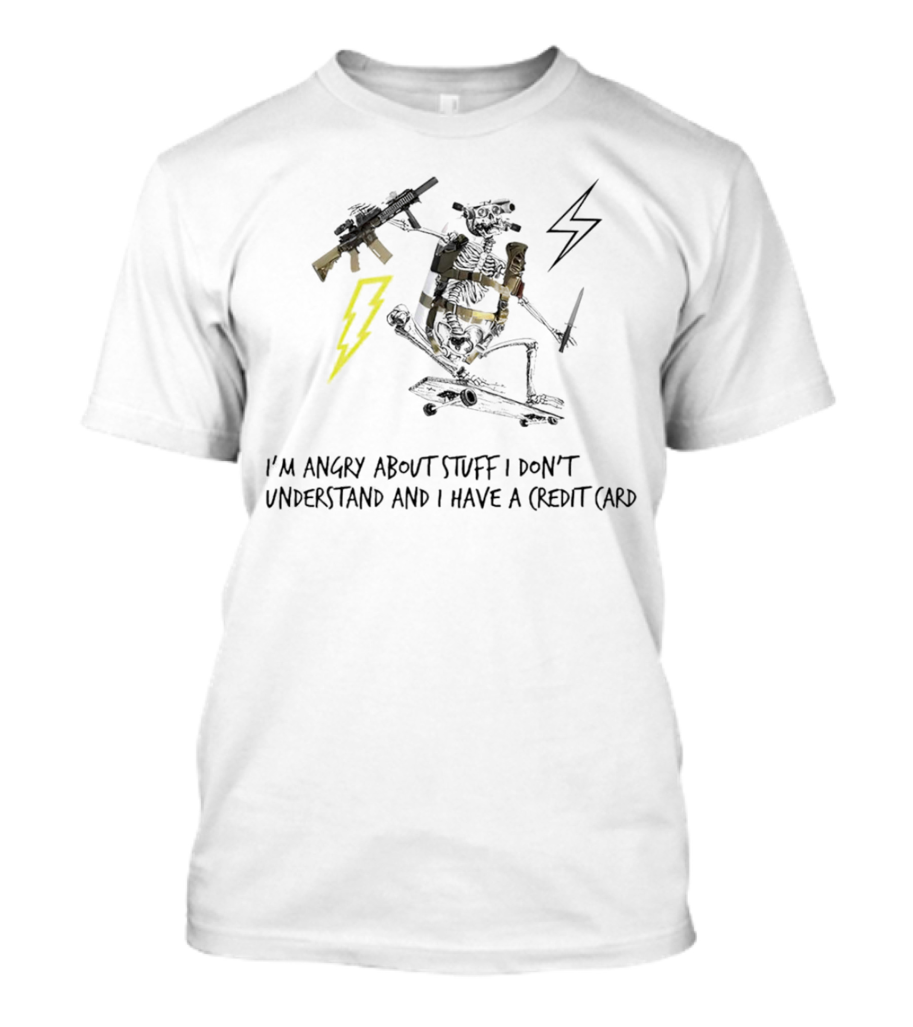 I'm Angry About Stuff I Don't Understand With Yellow Lightning Bolt And Black Lightning Bolt T-Shirt