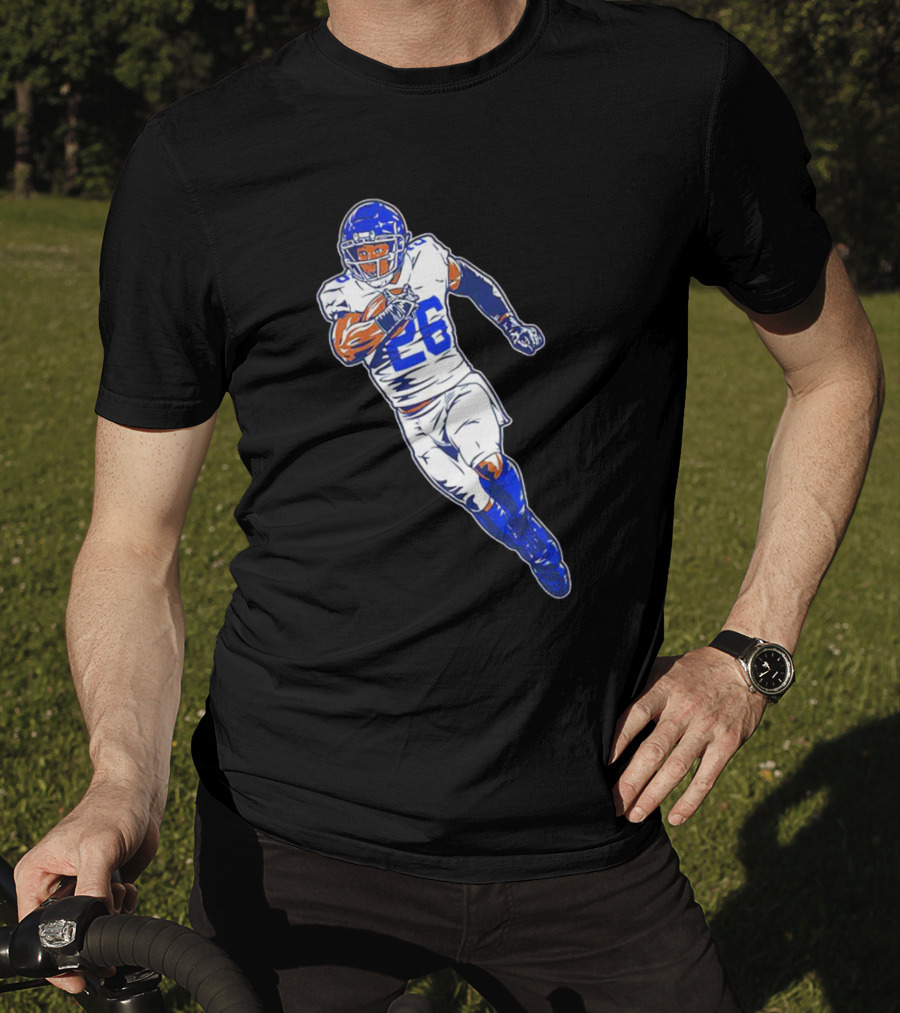 Saquon Barkley New York Giants 26 Superstar Pose Signature T-Shirt