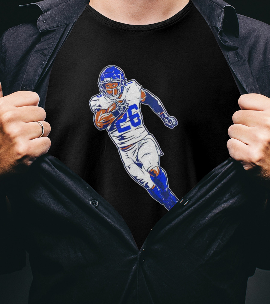 Saquon Barkley New York Giants 26 Superstar Pose Signature T-Shirt