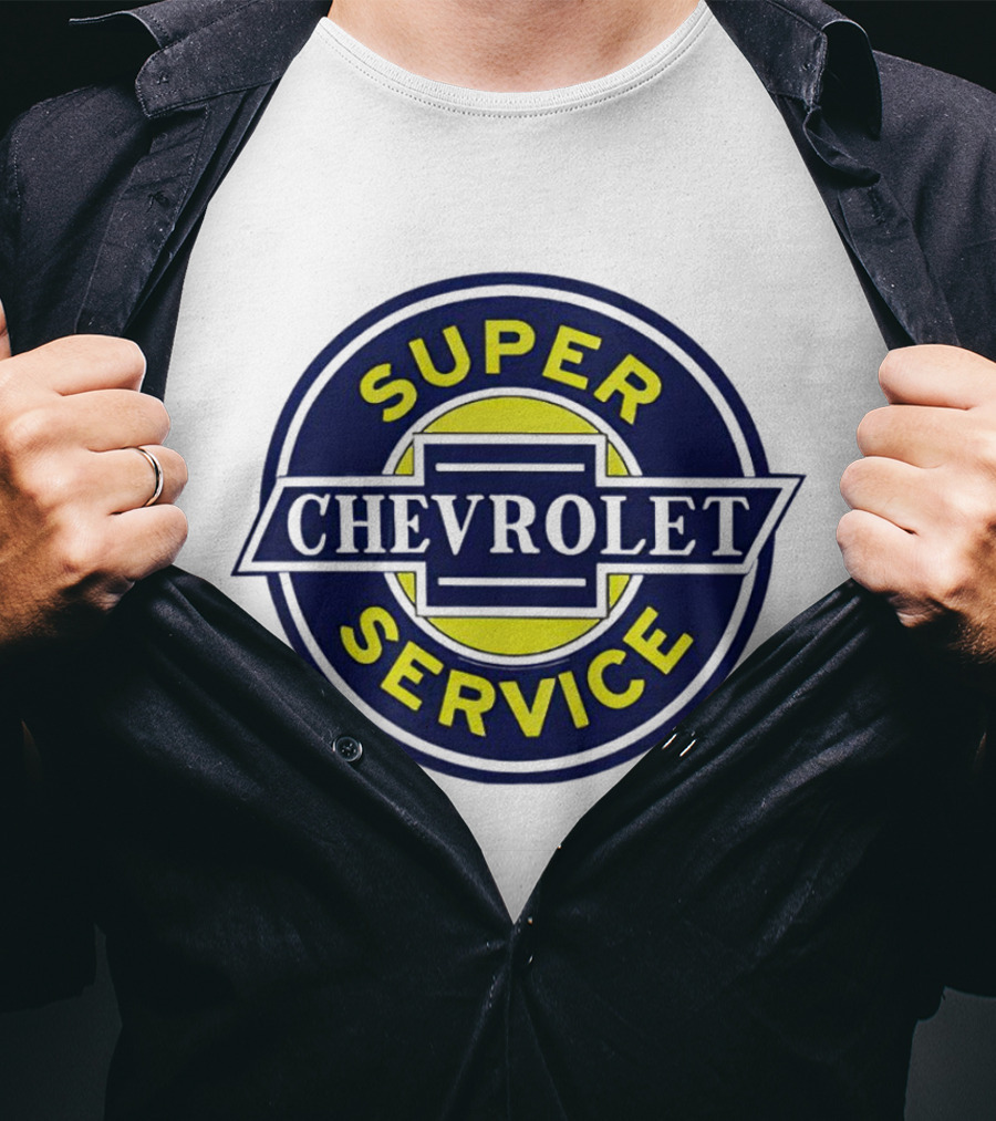 Chevrolet Super Service Vintage Blue And Yellow Emblem T-Shirt