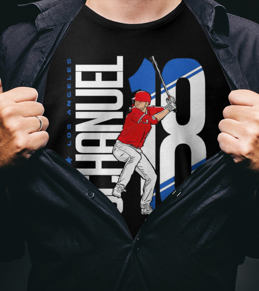 Nolan Schanuel 18 Los Angeles Angels Baseball Player Swinging T-Shirt