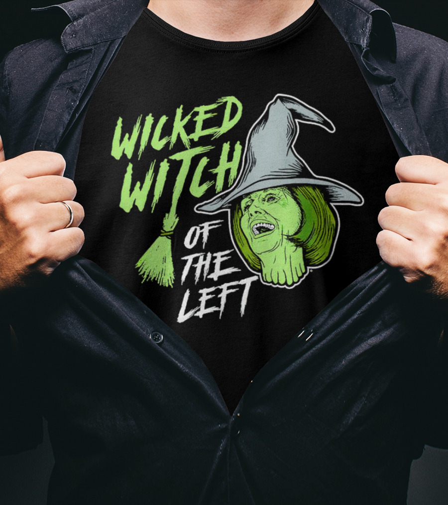 Wicked Witch Of The Left Halloween Pelosi Witch Hat Green Face T-Shirt