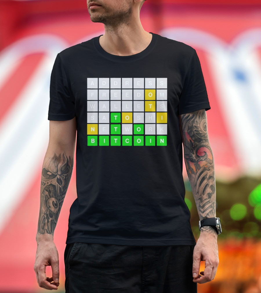 Address Freedom Wallets Satoshi Network Bitcoin Word Game T-Shirt