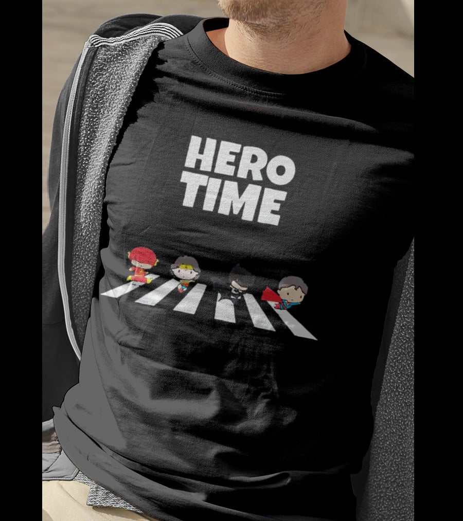 Hero Time Flash Wonder Woman Batman Superman Abbey Road T-Shirt