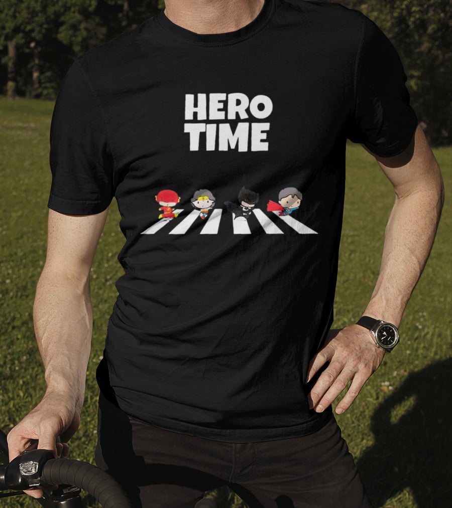 Hero Time Flash Wonder Woman Batman Superman Abbey Road T-Shirt