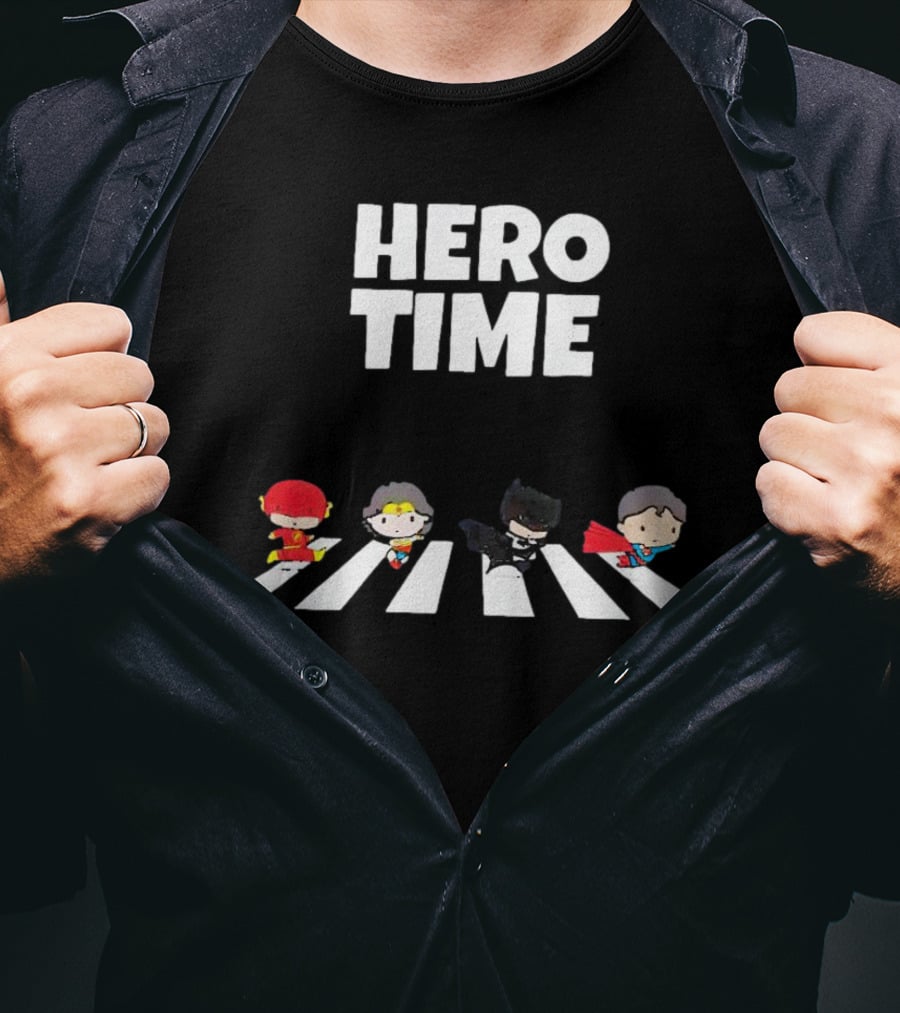 Hero Time Flash Wonder Woman Batman Superman Abbey Road T-Shirt