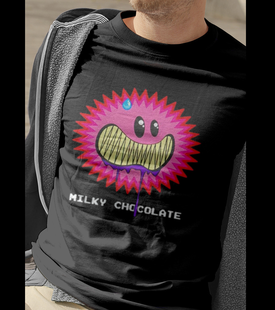 Milky Chocolate Happy Face With Dripping Mouth And Sweat Drop Comic T-Shirt
