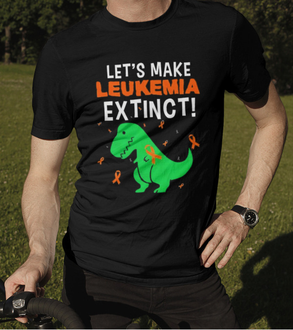Let's Make Leukemia Extinct Dinosaur With Orange T-Shirt